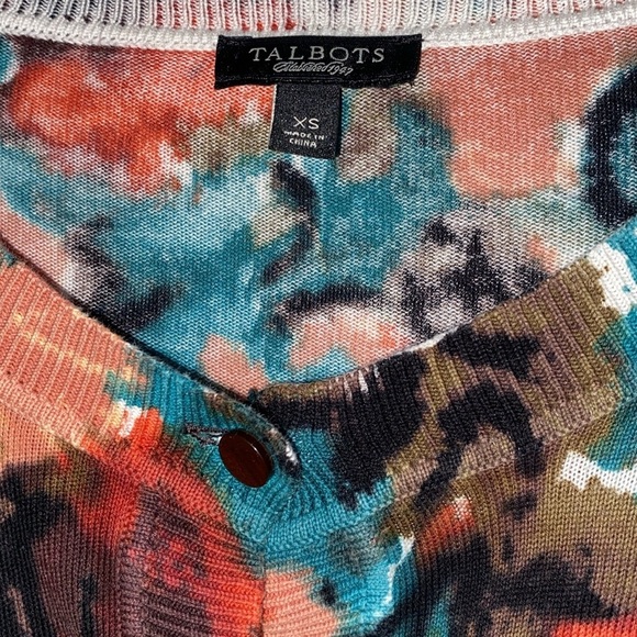 TALBOTS abstract print knit cardigan sweater size xsmall - Picture 8 of 10